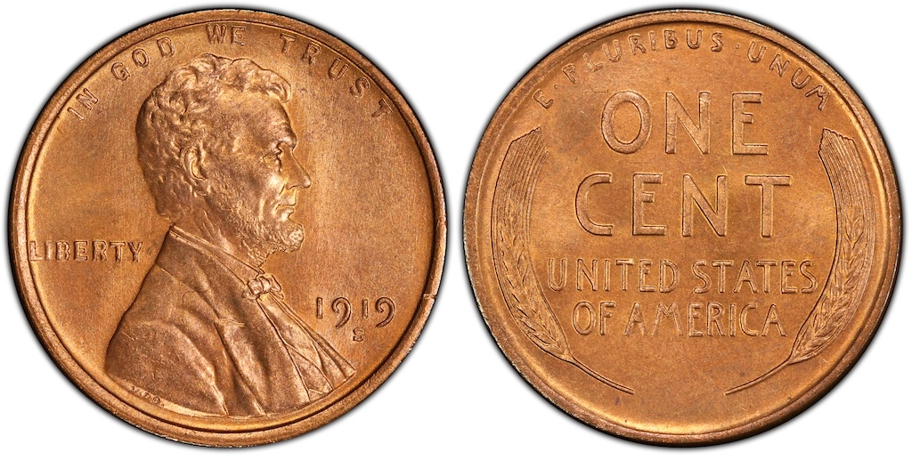 1919-S wheat penny common machine doubling vs genuine DDO FS-101 doubled die comparison under magnification